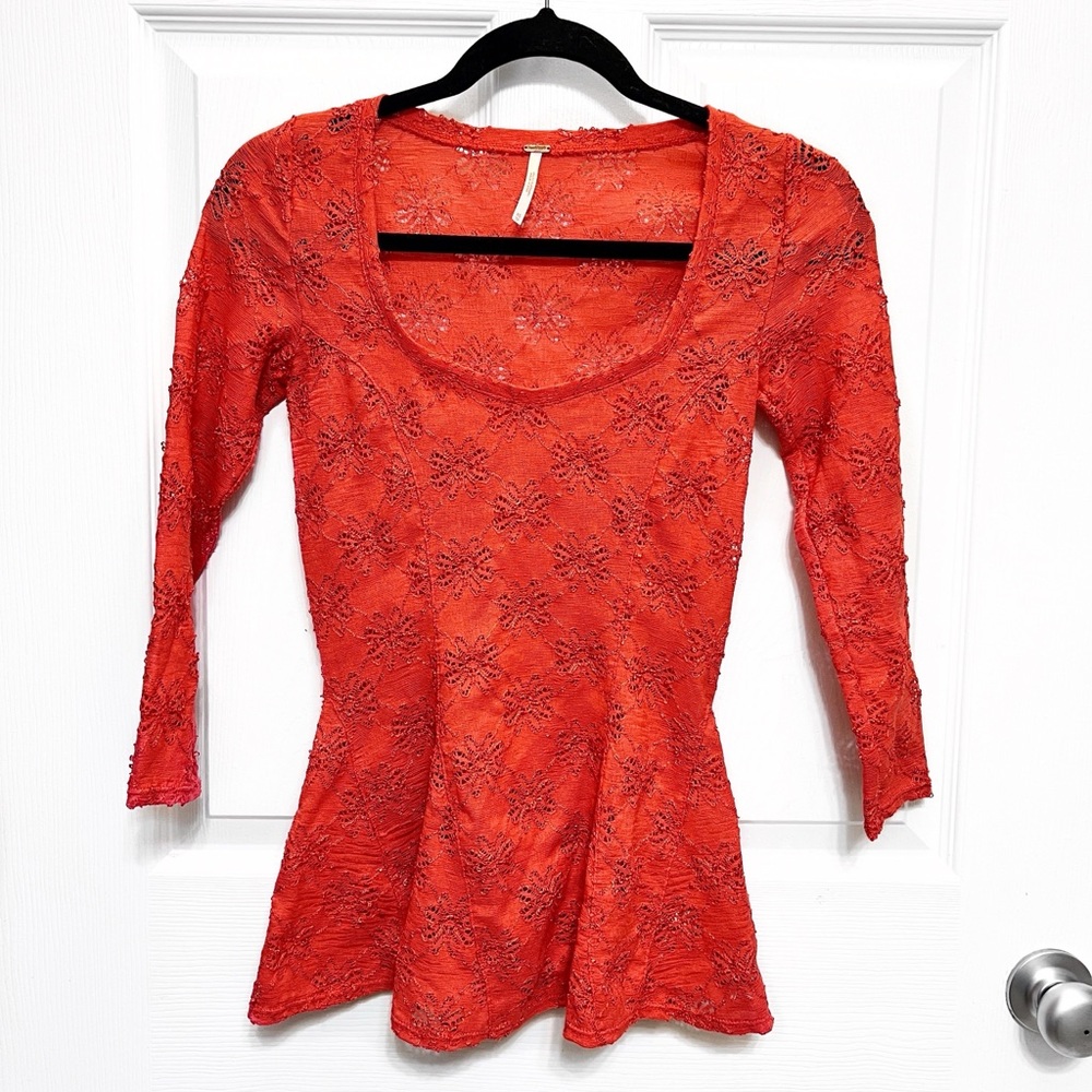 Free People Daisy Pointelle Peplum Top - Picture 14 of 14